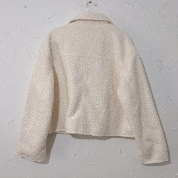 Elodie Women's Minimalist Cozy Full Zip Boucle Cream Jacket Sz XL - Picture 10 of 13